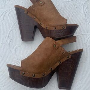 G by Guess Brown Slingback Mules Size 9